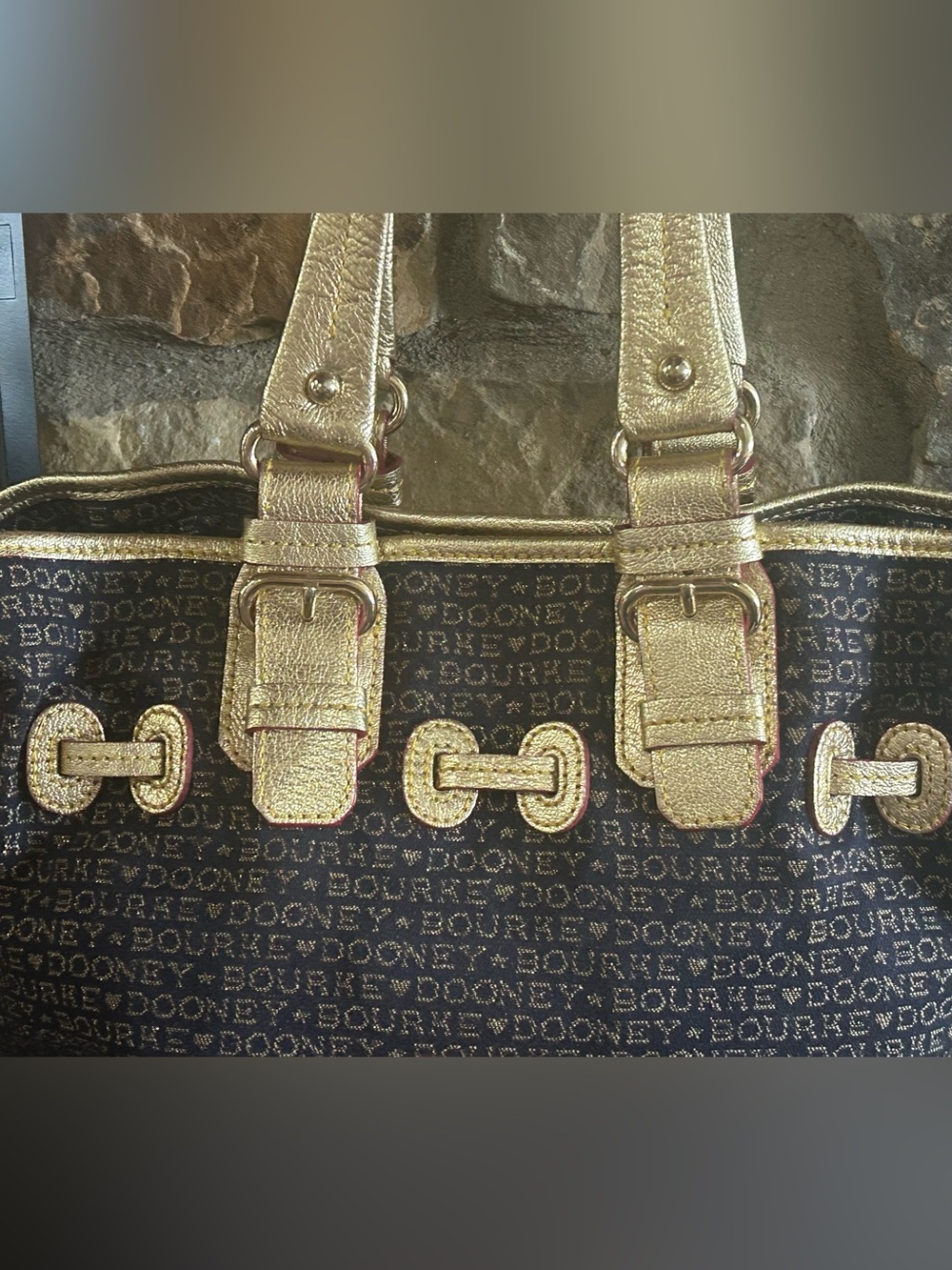 Vintage Dooney & Bourke Denim & Metallic Trim “Chiara" Tote Bag - Picture 4 of 14